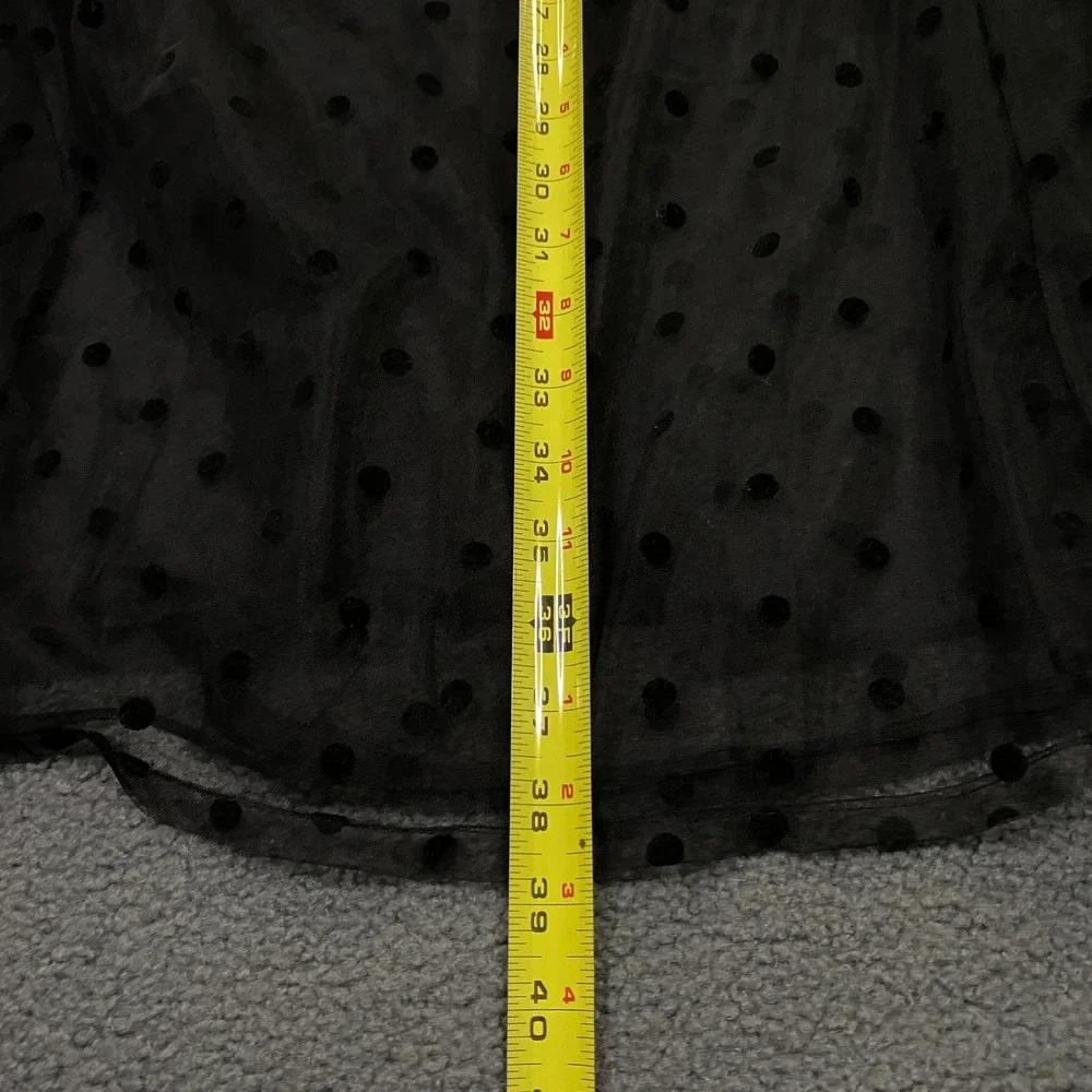 Reformation Gemma Skirt Women 6 Black Polka Dot Sheer Maxi NWT Flocked Mesh